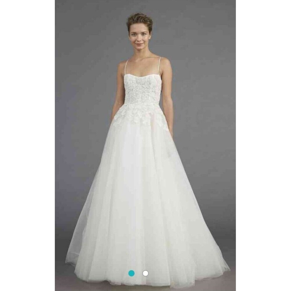 Nouvelle Amsale Hand Beaded Tulle Embellished Ivory Wedding Dress Size 8 $6700
